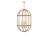 Charrette 4 - Light Rattan/Wrought Iron Chandelier