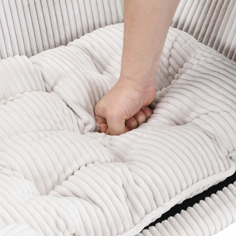 Cadre de lit pour chien surélevé pour petit chien, lit en velours côtelé avec pieds en bois d'hévéa, Beige