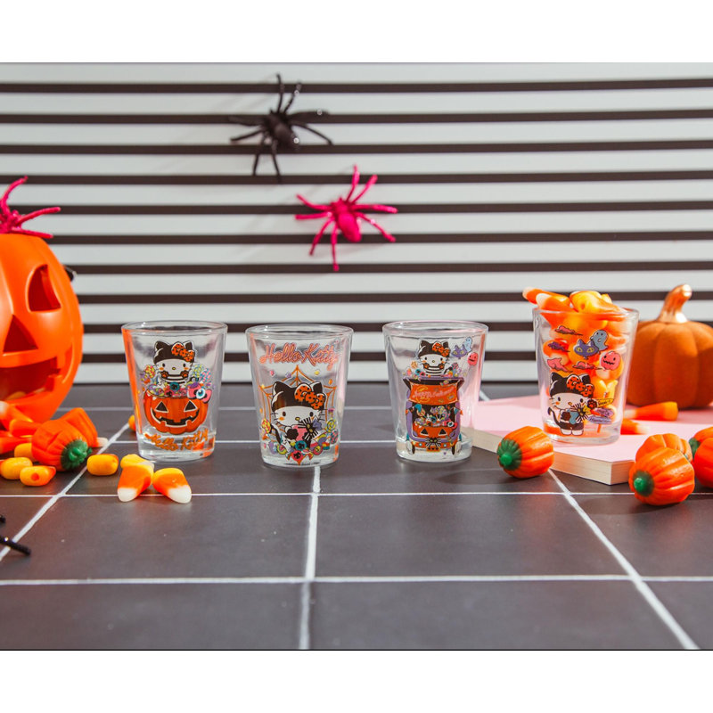Mini-verres à liqueur Sanello Hello Kitty Halloween 2 onces | Ensemble de 4