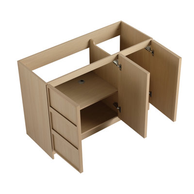 Armoire de base de meuble-lavabo moderne, bois de chêne, espace de rangement spacieux pour la salle de bain