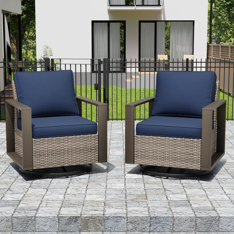 Ensemble de 2 chaises longues Blanaid, Bleu