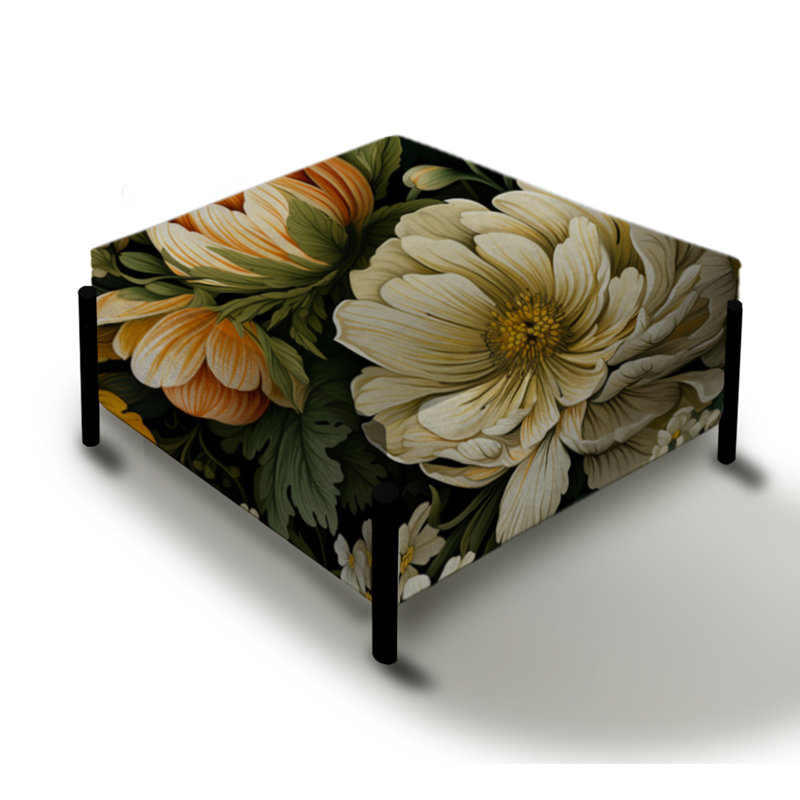 Motif de fleurs de chrysanthème Earthy Greens - grand repose-pieds carré floral