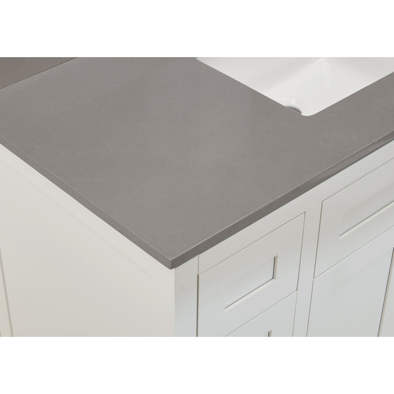 Madrid 49'' Concrete Grey Composite Stone Vanity Top with White Sink