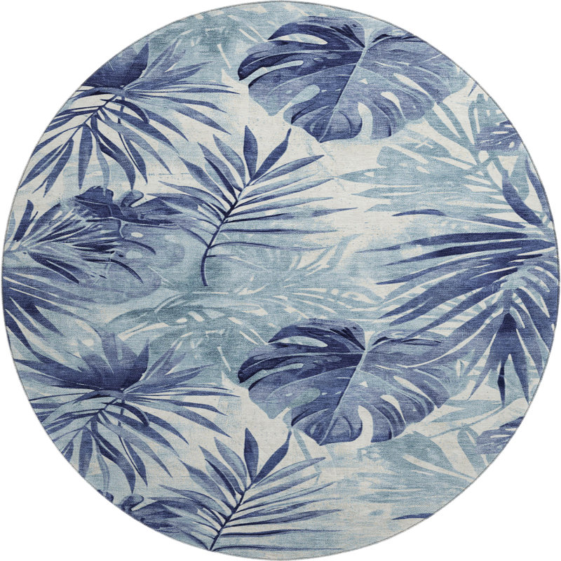 Premium Machine Washable Fairwood AMF1886 Floral Rug, Round 8'