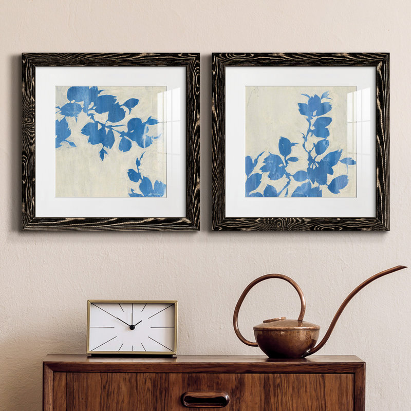 Falling Leaves III - ensemble de 2 reproductions d'art sur papier encadré, H 20 po x l 40 po x P 1,5 po, Cadre noir