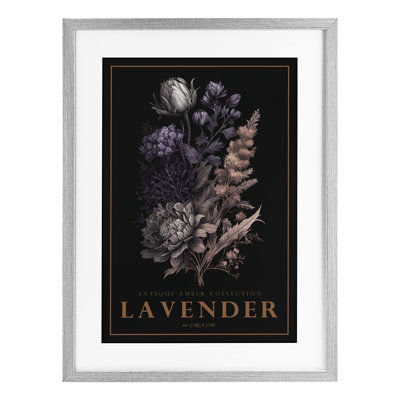 Reproduction sous verre antique de lavande antique encadrée, par Chris Giampietro