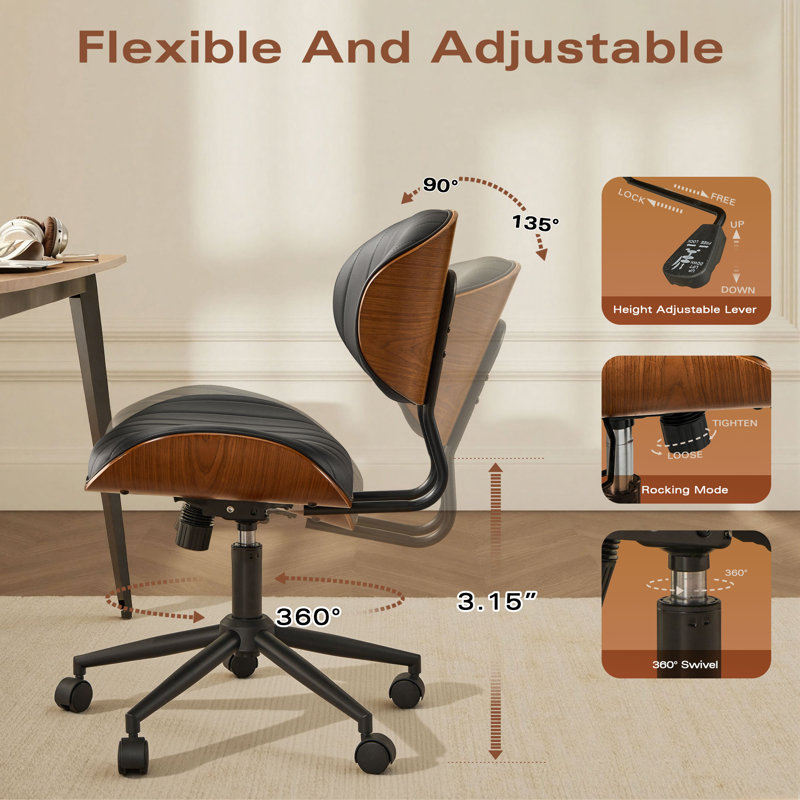 Albaugh Ergonomic Office Chair Swivel Task Chair with Adjustable Gas Lift, Black