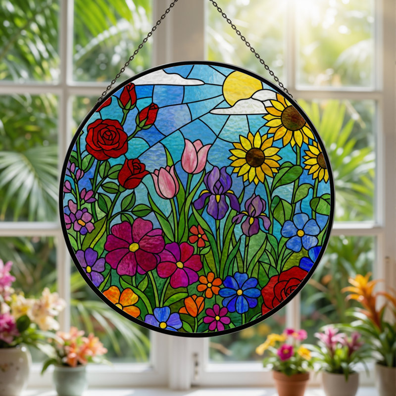 Panneau de vitrail de jardin 12 "H 12", H 12 po x l 12 po