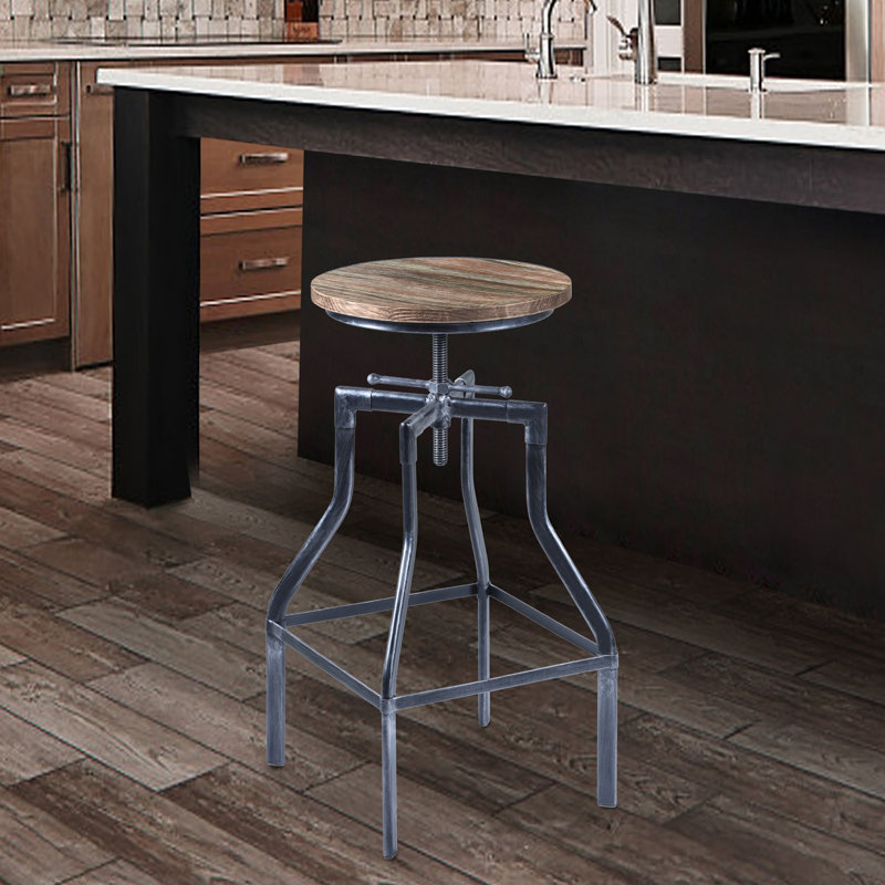 Swivel Adjustable Height Counter Stool with Metal Frame, Gray