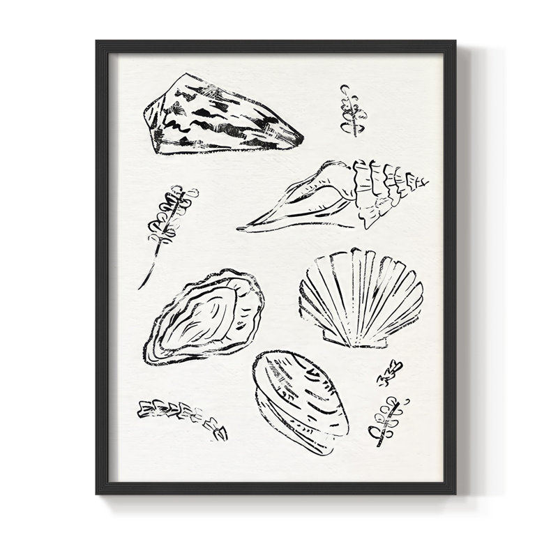 Sea Spirals I, reproduction encadrée - bois massif, Noir, noir, noir, noir, H 11 po x l 9 po