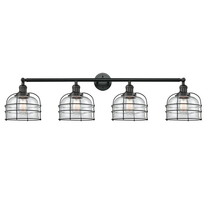 Éclairage pour meuble-lavabo à 4 lumières à intensité variable Gurtrue, Noir mat, Transparent