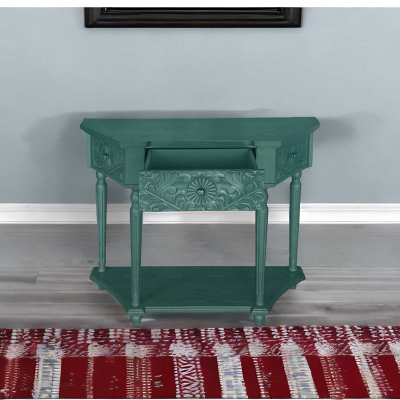 Table d'appoint 1 tiroir Carved, Vert