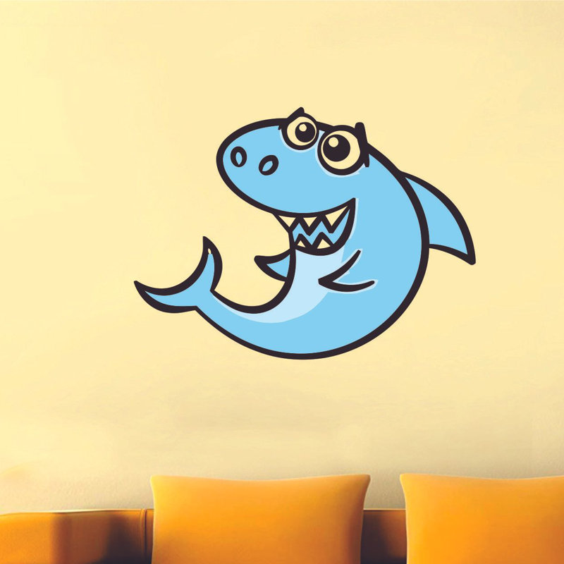 Décalcomanie murale Drôle de bébé requin ciel bleu ciel, H 20 po x l 20 po