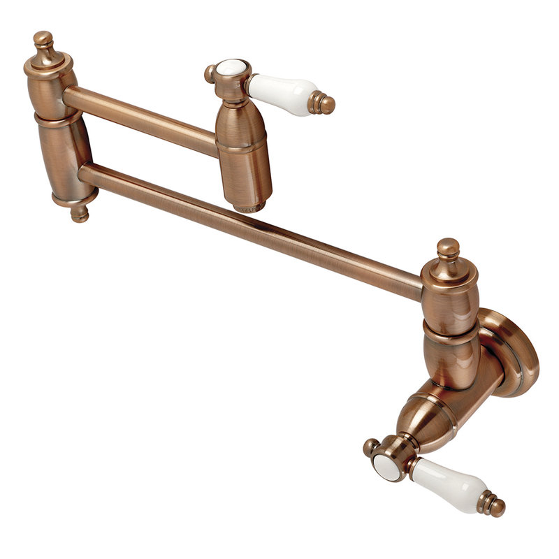 Kingston Brass Bel-Air Two-Handle 1-Hole Wall Mount Pot Filler Faucet, Antique Copper
