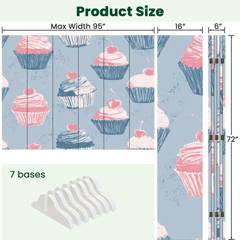 Cloison pliante 6 panneaux à cloisons Royal Cupcake, 6, H 71 po x l 96 po x P 1 po