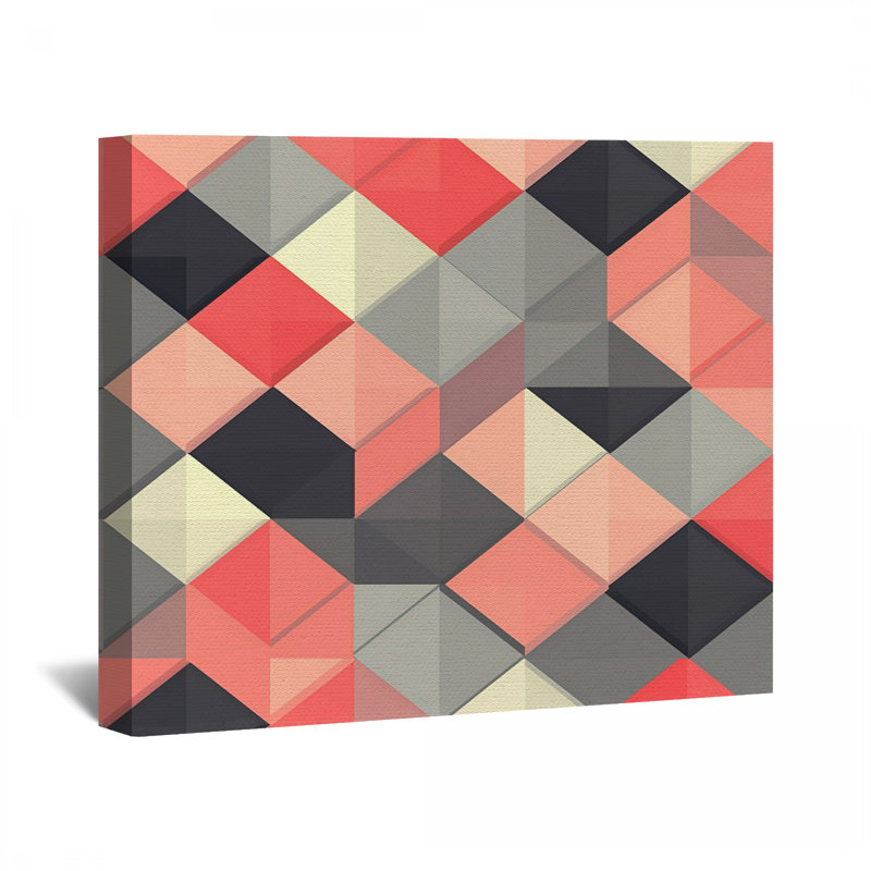 Décoration sur toile losange quadrillée - Décoration murale géométrique, H 11 po x l 14 po