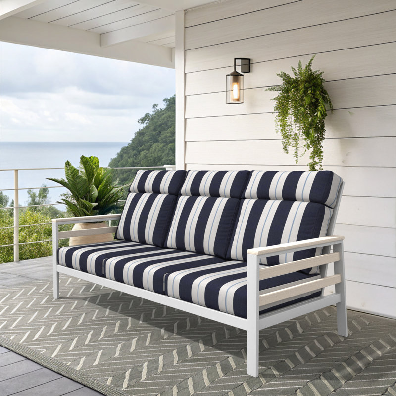 Townsend Metal Outdoor Sofa With Sunbrella Cushion, White