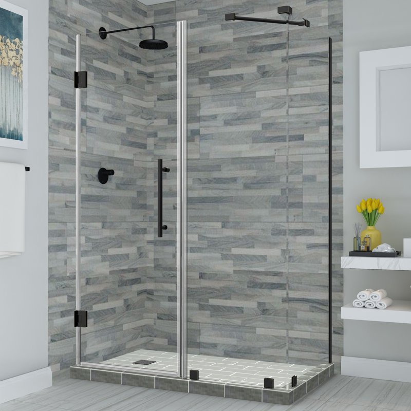 Cabine de douche rectangulaire à charnière sans cadre 36,25 po x 72 po Bromley
