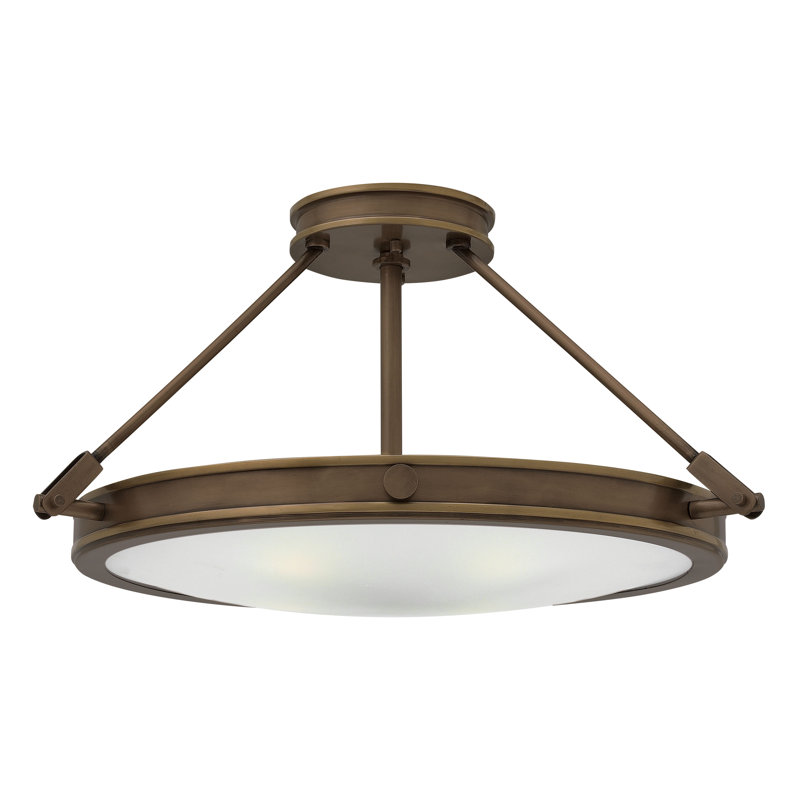 Collier Semi-Flush Mount Ceiling Light - Heritage Brass, Light Oiled Bronze, Incandescent, 11.5"H x 22"W x22"D