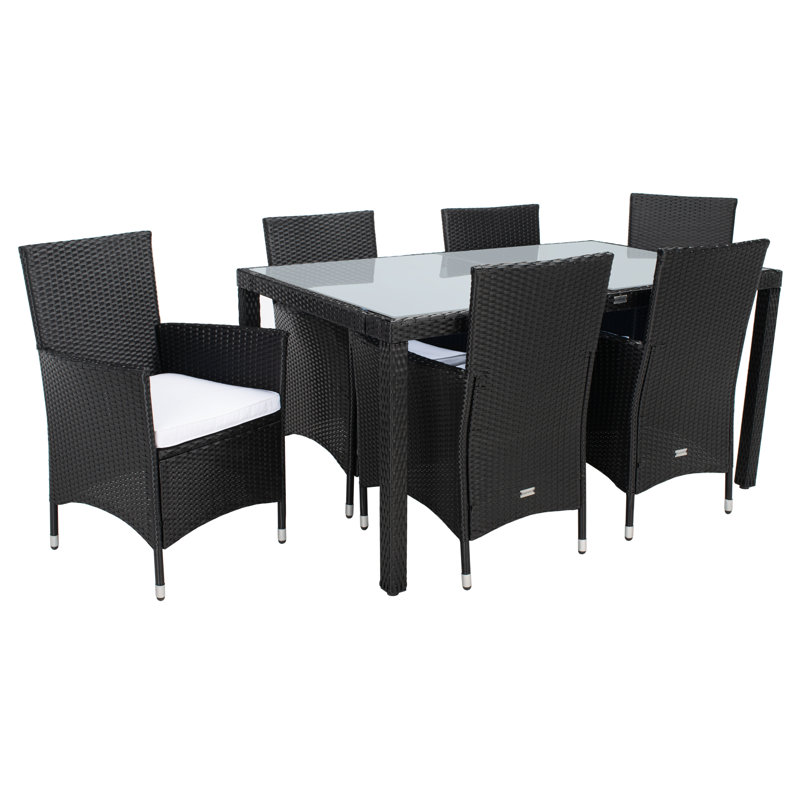 Ensemble de salle à manger rectangulaire pour 6 personnes 59,1 po Daxin, Noir