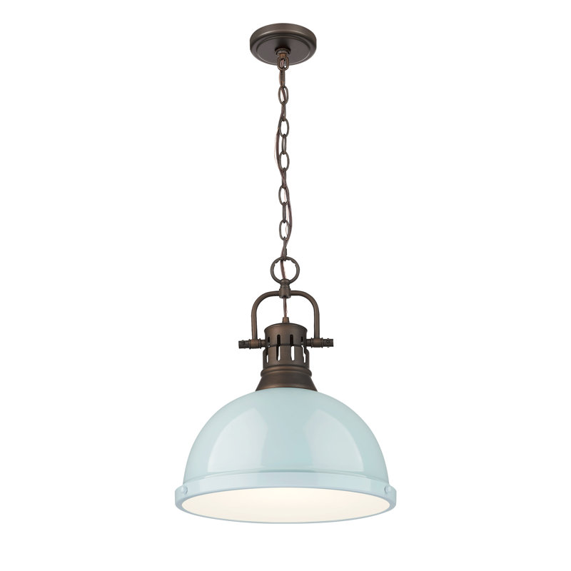 Luminaire suspendu 1 lumière avec chaîne Aljona, Bronze huilé, H 16,875 po x l 14 po x P 14 po, Vert