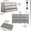 Commode 6 tiroirs avec grand tiroir en tissu, gris-667146302