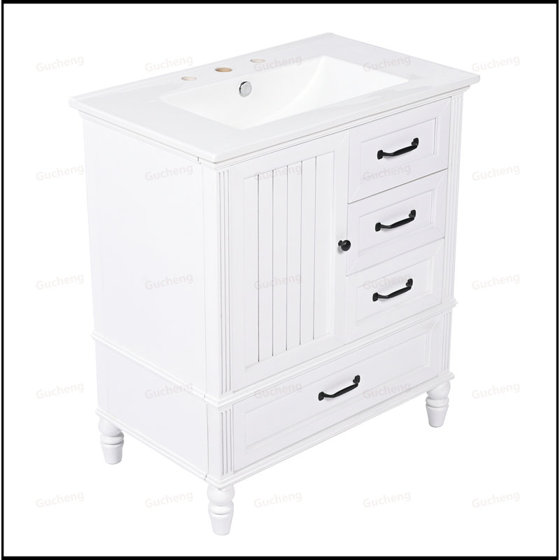 Armoire de meuble-lavabo 30 po avec lavabo, White