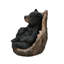  Lone Cub Haven: Intriguing Black Polyresin Bear in Stump Figurine