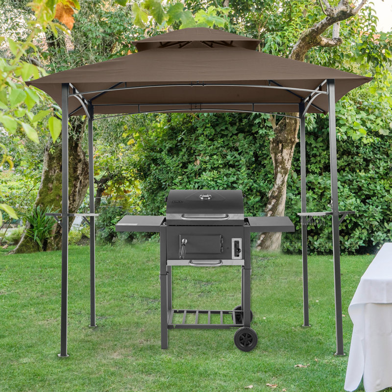 8X5ft Grill Gazebo Replacement Canopy,Double Tiered BBQ Tent Roof Top Cover