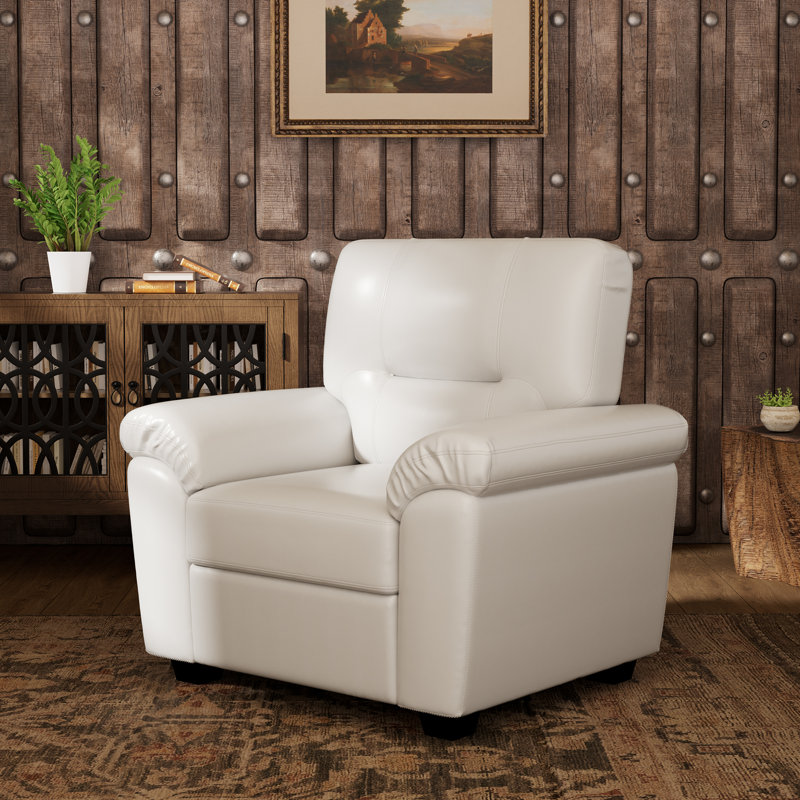 Fauteuil club en cuir Gottfried, Similicuir blanc