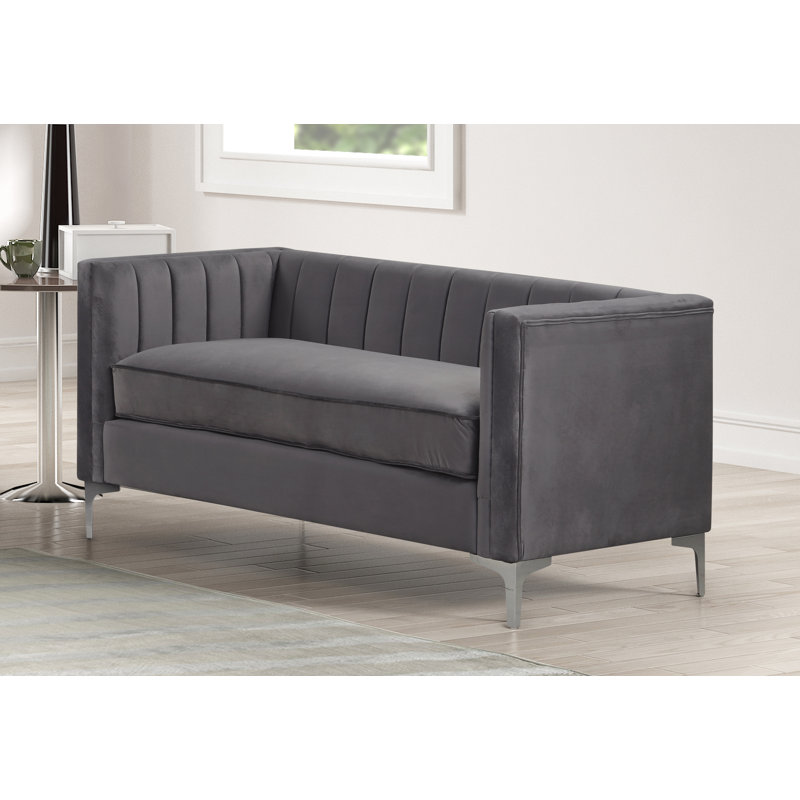Louis 56'' Velvet Loveseat, Gray