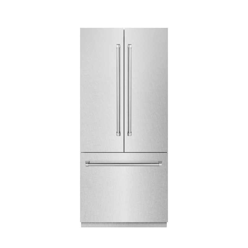ZLINE 36 in. French Door Built-In Refrigerator in DuraSnow Steel with Stainless Steel Interior, Satin Stainless Steel