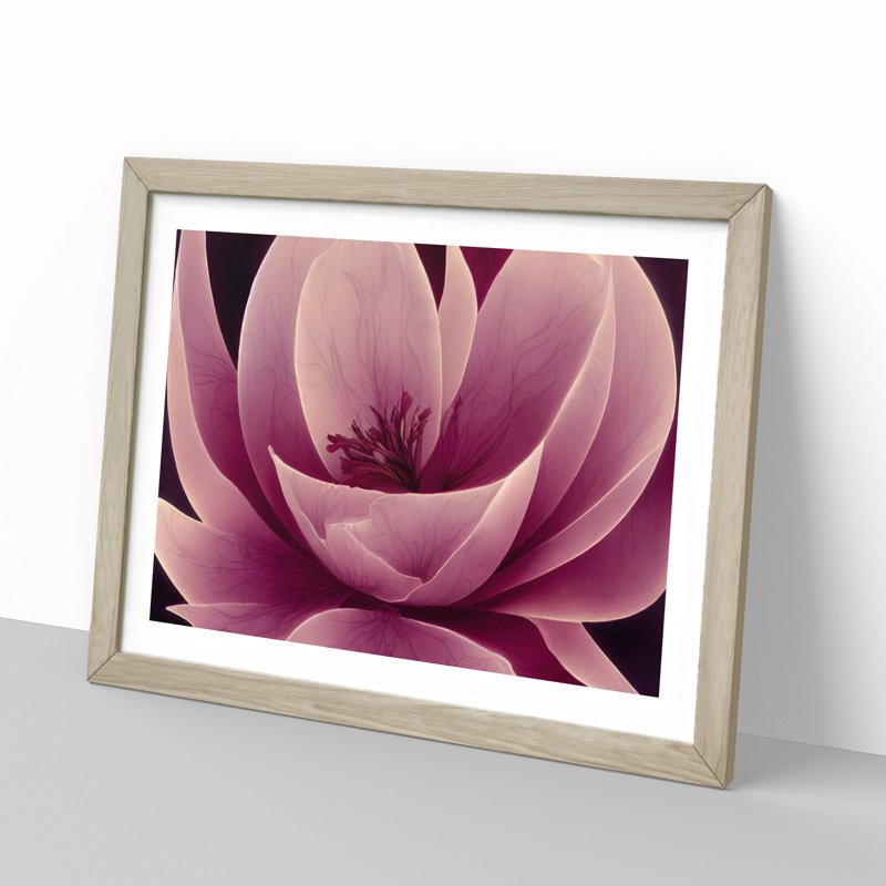 Gracious Carnation Flower Abstract 1 Piece Single Picture Frame Wall Art, 34cm H x 46cm W x 2cm D, Oak Framed