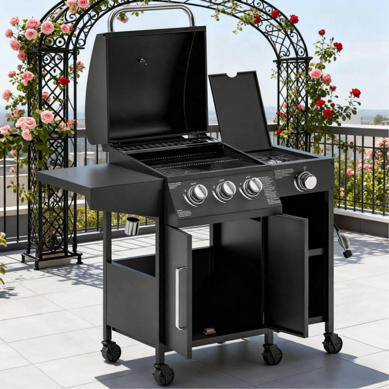 Barbecue au gaz avec brûleur latéral