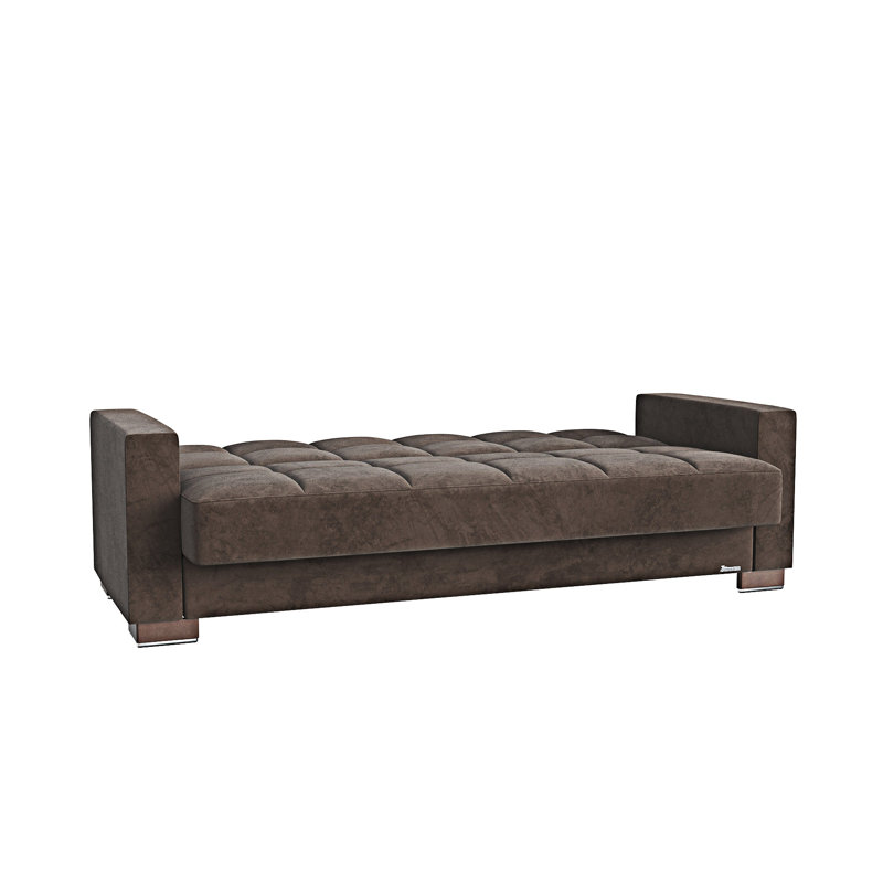 Canapé-lit rembourré convertible avec rangement, Microfibres brunes