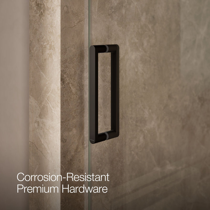 Revel 44'' x 70'' Pivot Shower Door with CleanCoat® Technology, Anodized Dark Bronze, Crystal Clear