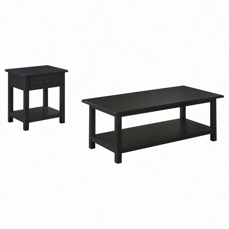Castleton Distressed Java 2-Piece Coffee And 1-Drawer End Table Set
