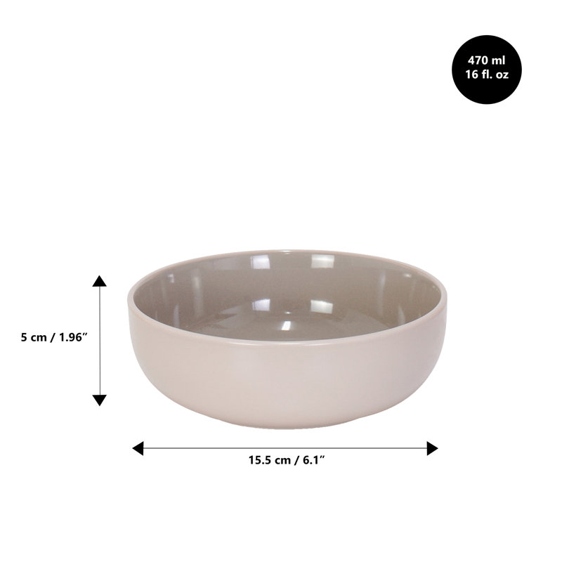 Hip Stoneware Dining Bowl 6", Gray