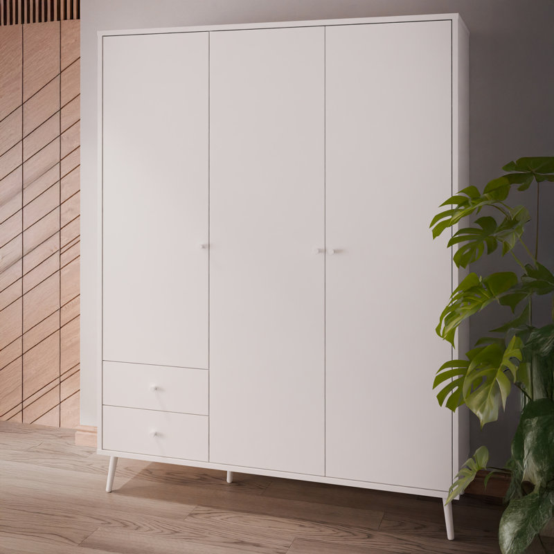 HARLLSON 3 Door Manufactured Wood Wardrobe, White