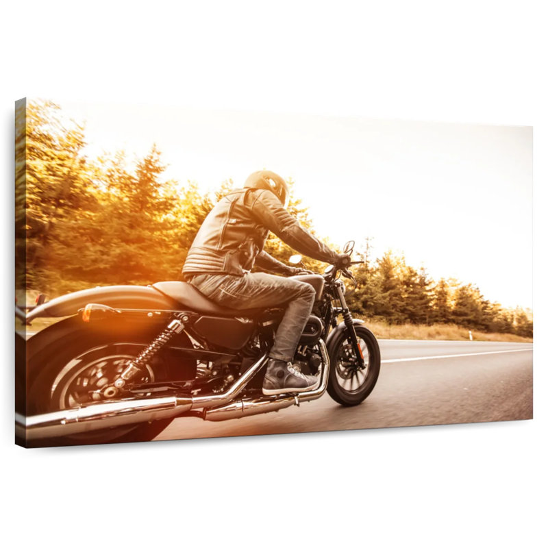 Mehar Man Riding A Motorcycle, 16" H x 24" W