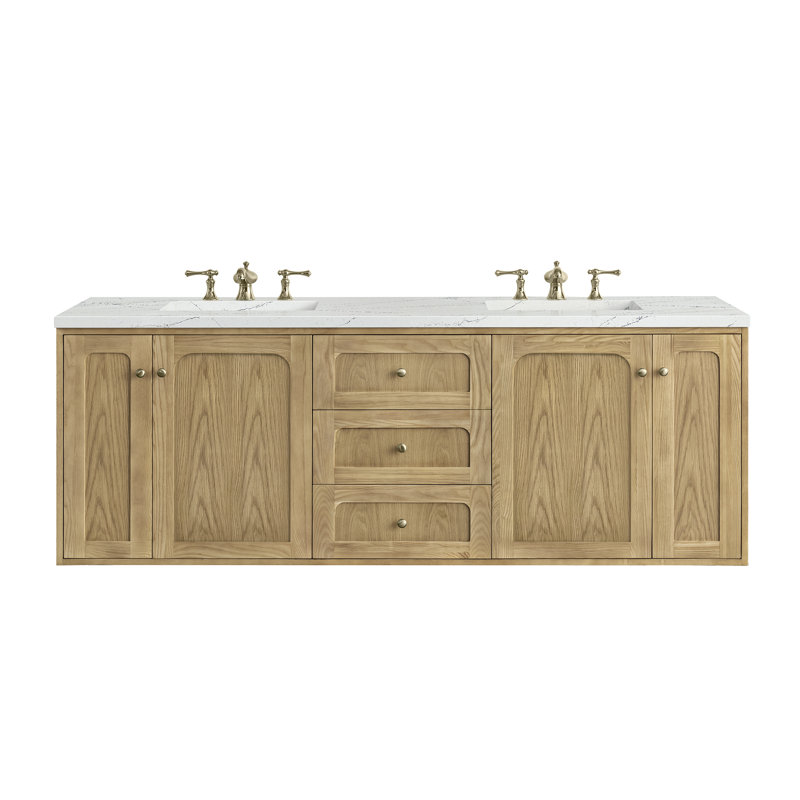 Laurent 72'' W Double Vanity, Ethereal Noctis, 8" Widespread, Light Natural Oak