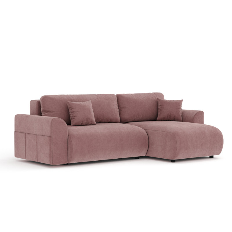 4 Seater Velvet Sofa Bed, Pink