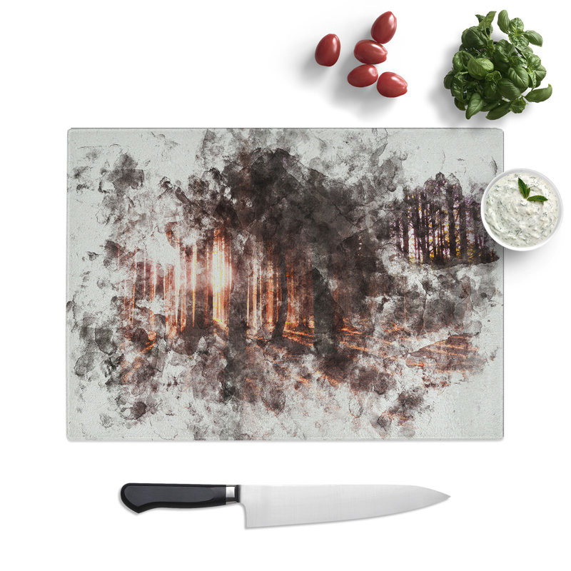 Forest View Vol.2 Watercolour Chopping Board, 0.4cm H x 28.5cm W x 39cm L