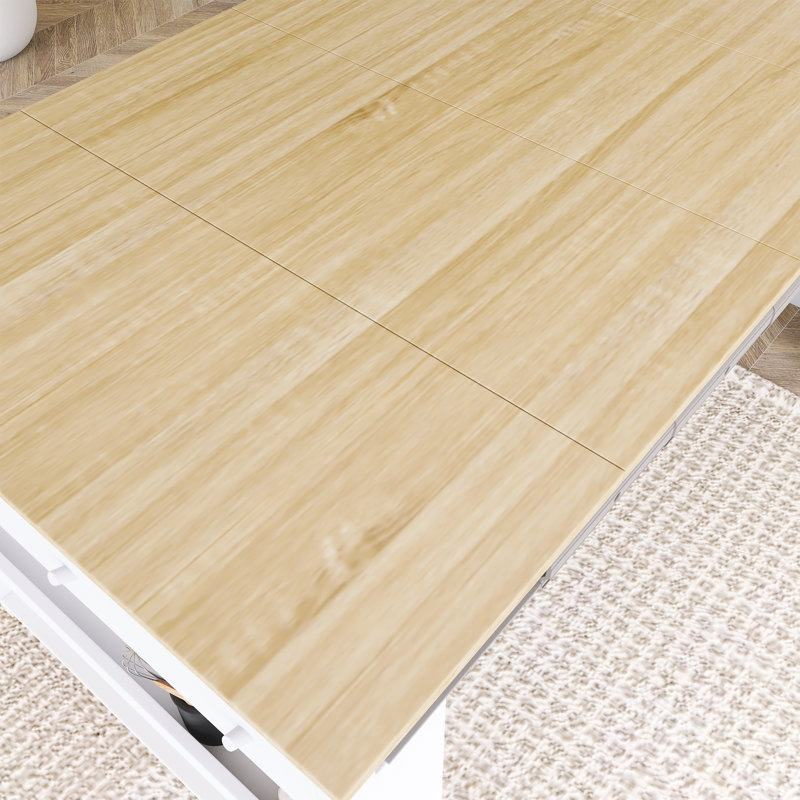 Buffet With Hutch And Foldable Dining Table, Natural