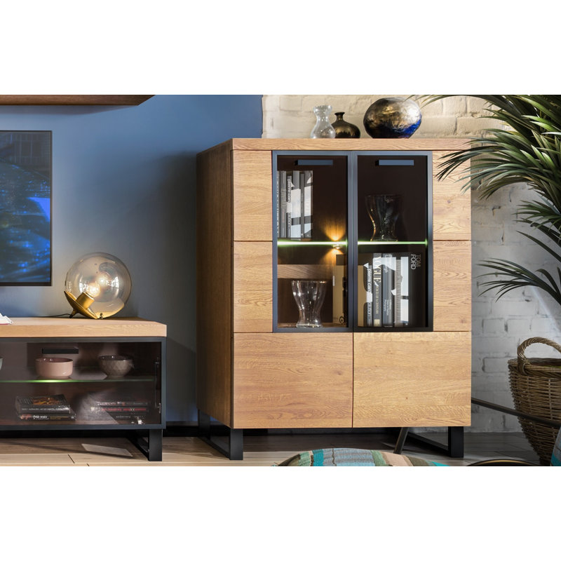 Laimondo Solid + Manufactured Oak Wood 2-Door Display Cabinet