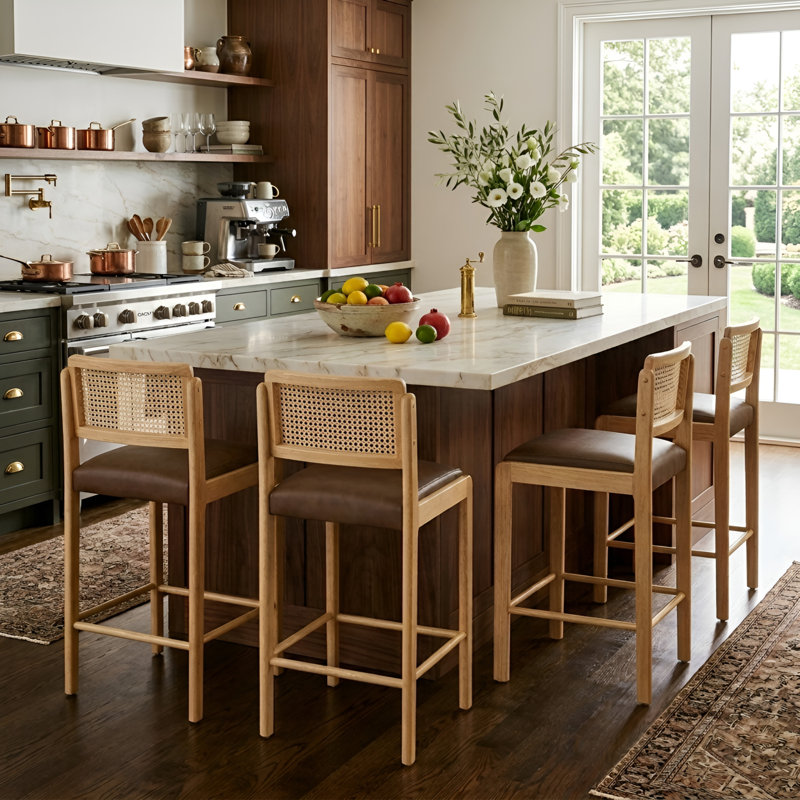 Tabouret de comptoir en bois massif 26,5 po, Brun
