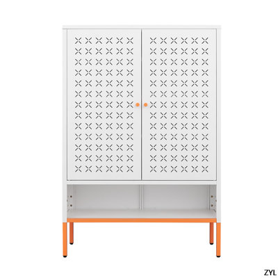 Grid Double Door Shoe Cabinet, Three Adjustable Compartments For Flexible Storage, Suspended Hollow Shoe Changing Compartment, Bottom 15Cm Moisture-Proof High Foot Design
