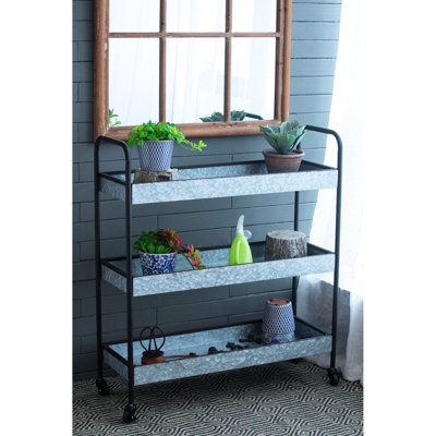 Galvanized Shelf Display, 3 35X12.5X40", Modern Metal Storage For Home, Industrial & Classic Style With Generous Space Shelf, Solution Abundant Room