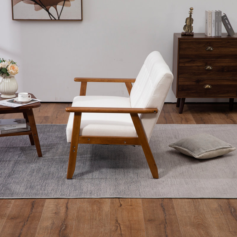 Causeuse à accoudoirs carrés 44,88 po Bruell, Mélange de lin beige