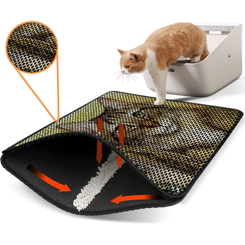 Tapis pour litière de qualité supérieure, 18 po x 24 po | 50% PVC / 50% polyester, lavable à la machine et passer l'aspirateur | Conception durable et facile à nettoyer pour les propriétaires d'animaux de compagnie | Protégez vos planchers des dégâts de la litière